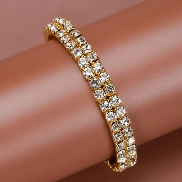 Glamorous Gold/Silver Rhinestone Bracelet - Picture 6 of 12